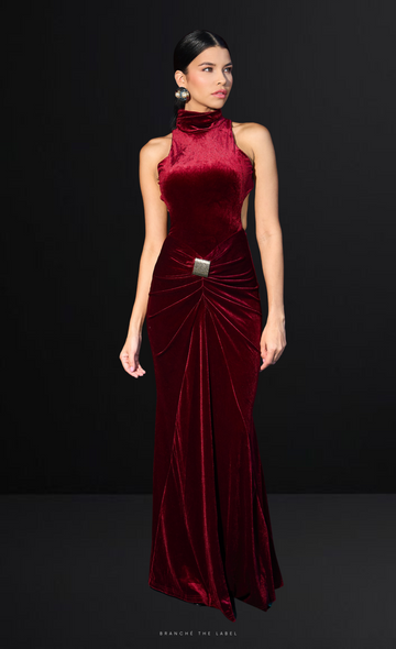 Dani velvet maxi dress burgundy